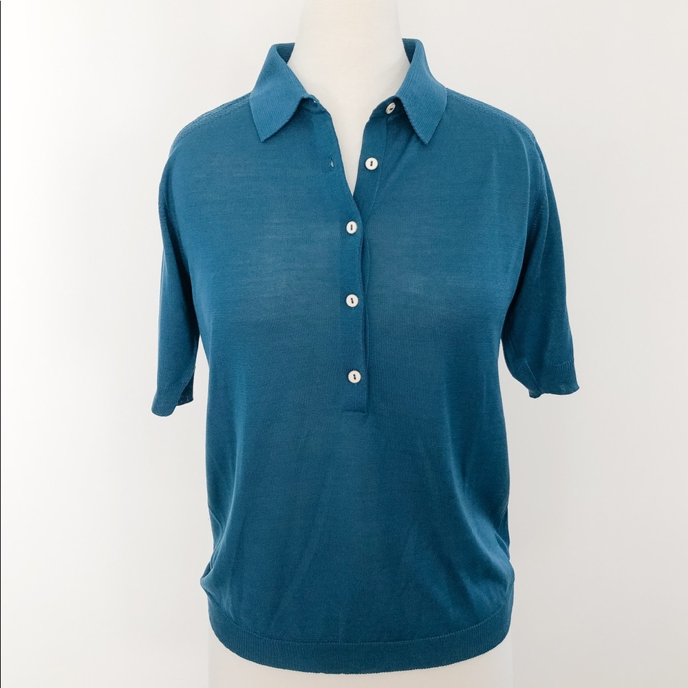Maison Montagut Turquoise Knit Polo